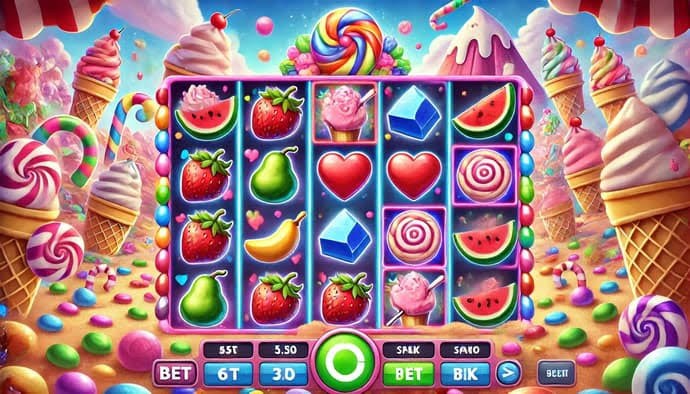 Sweet Bonanza demo za darmo – kolorowa siatka scatter-pay z owocami i cukierkami