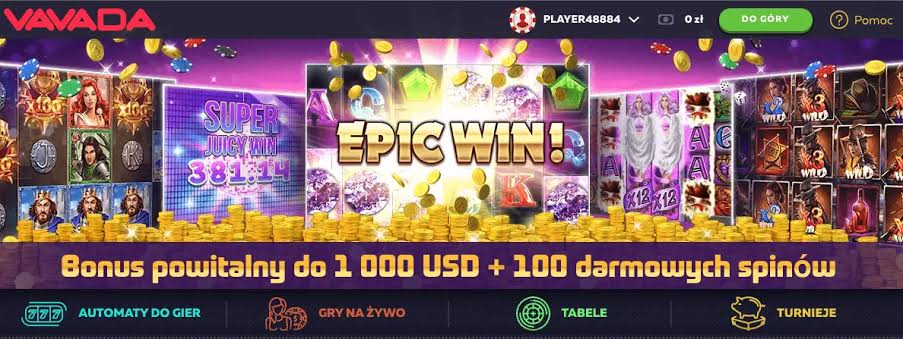 Vavada Casino – strona główna po polsku z saldem w PLN i menu Automaty, Live, Turnieje